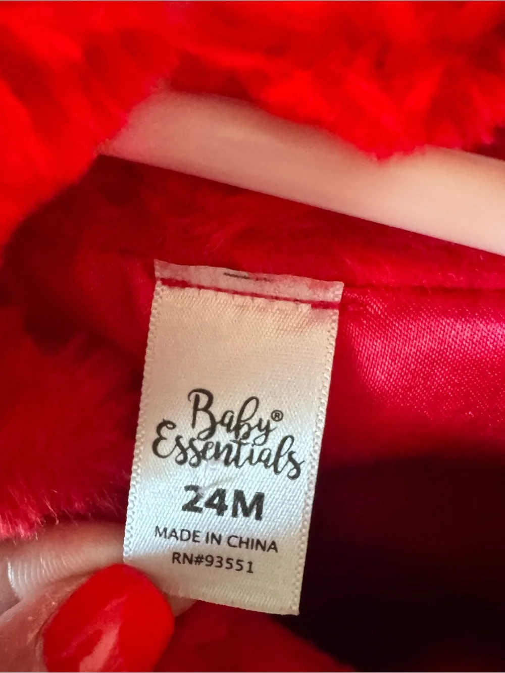 Baby Essentials Plush Red Faux Fur Jacket